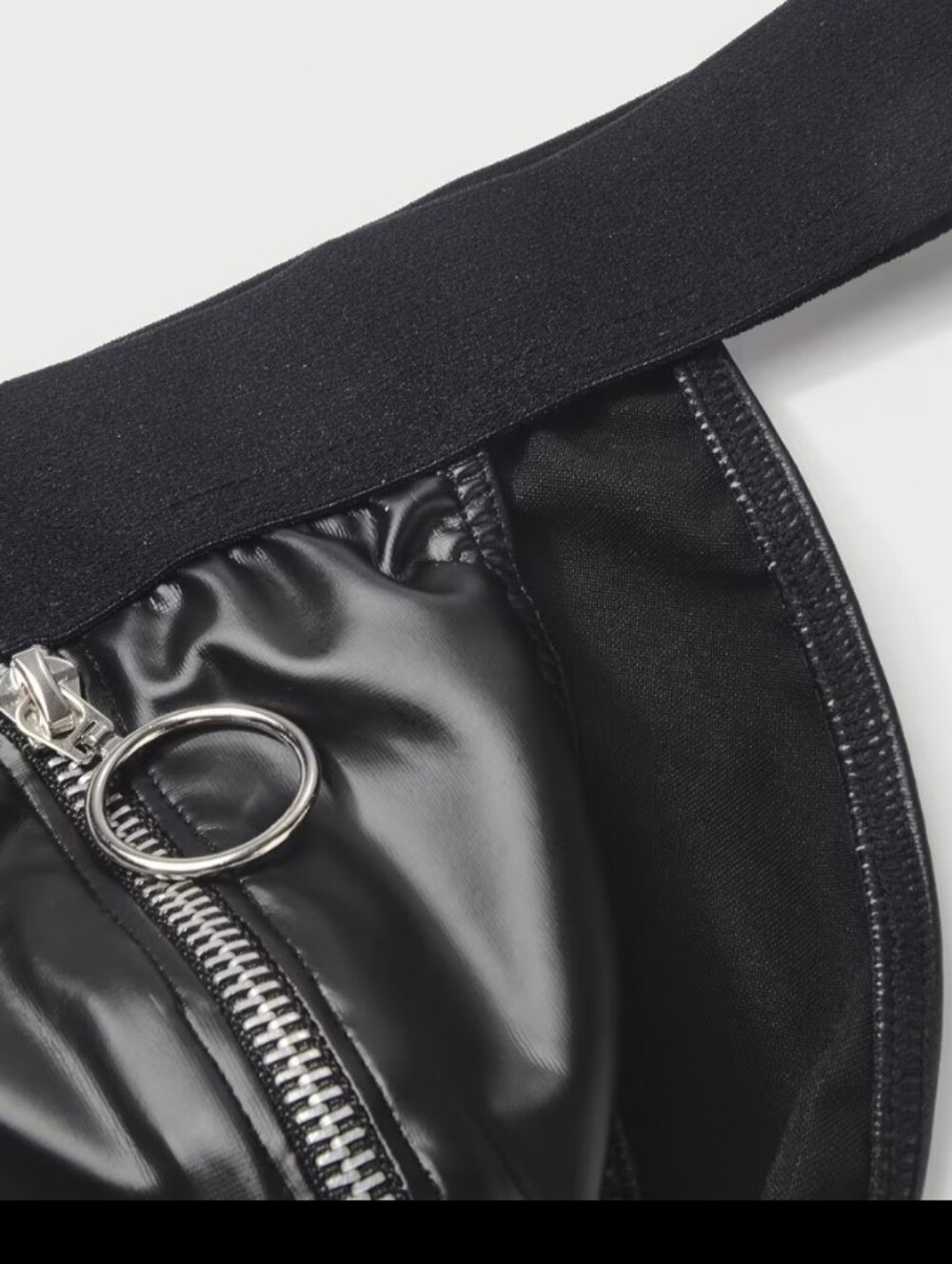 Zip Front Leather Sport Brief - Picture 5 of 9